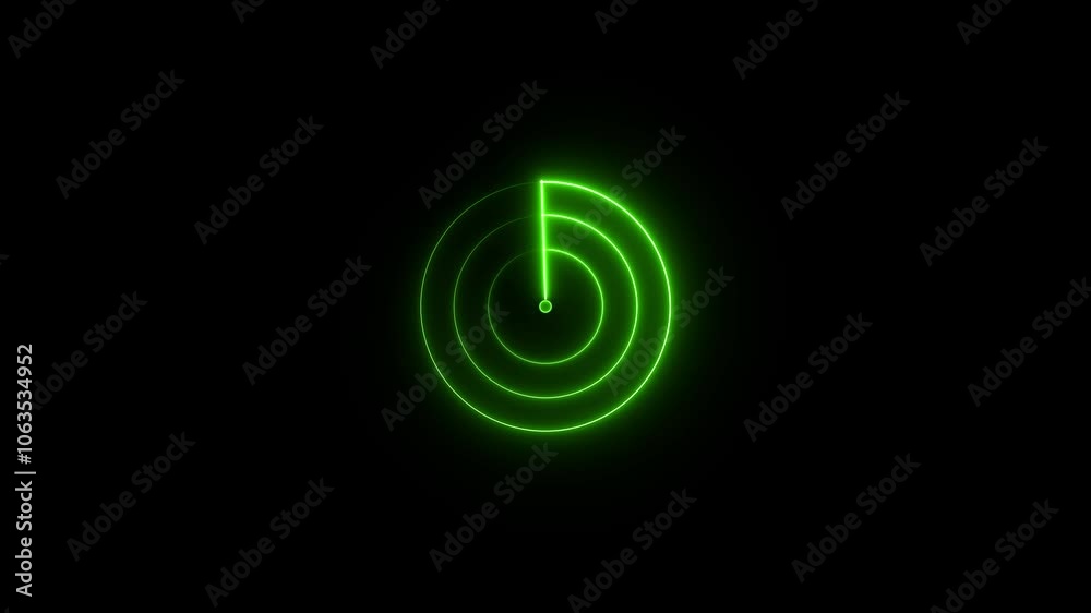 Neon glow radar screen animation on black background. motion background. e_474 Neon glow radar screen animation on black background. motion background. e_474