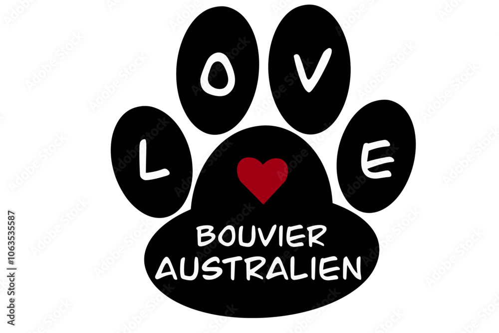 Vector of a dog paw print with the French word Vector of a dog paw print with the French word