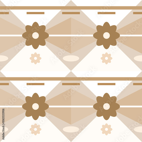 Floral brown and white seamless pattern