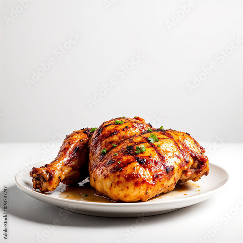 grilled chicken legs on white plate photo