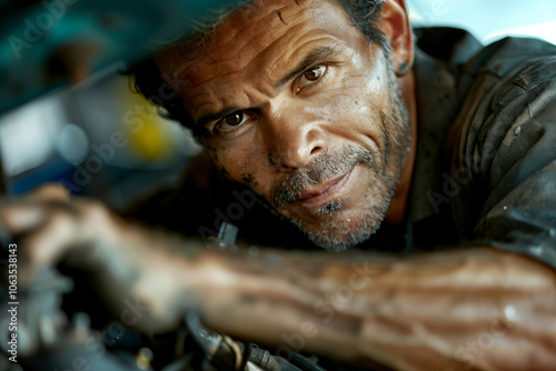 Wallpaper Mural Skilled experienced person car mechanic auto maintenance garage service, Generative AI Torontodigital.ca