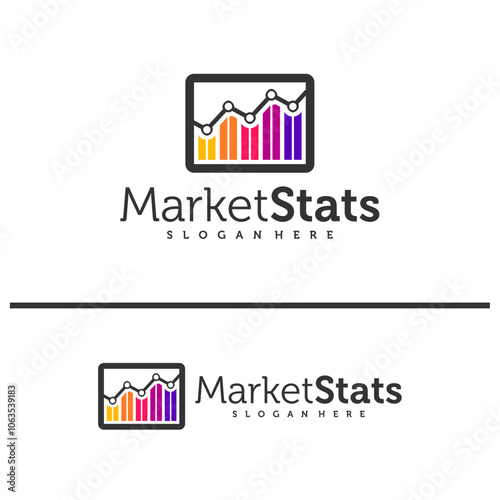 Chart stats logo template. Market success vector design. Growth graph illustration