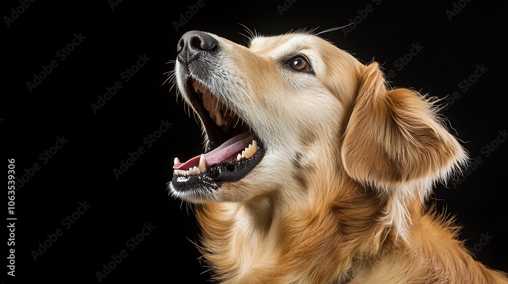 Golden Retriever Yawning with Open Mouth Golden Retriever Yawning with Open Mouth