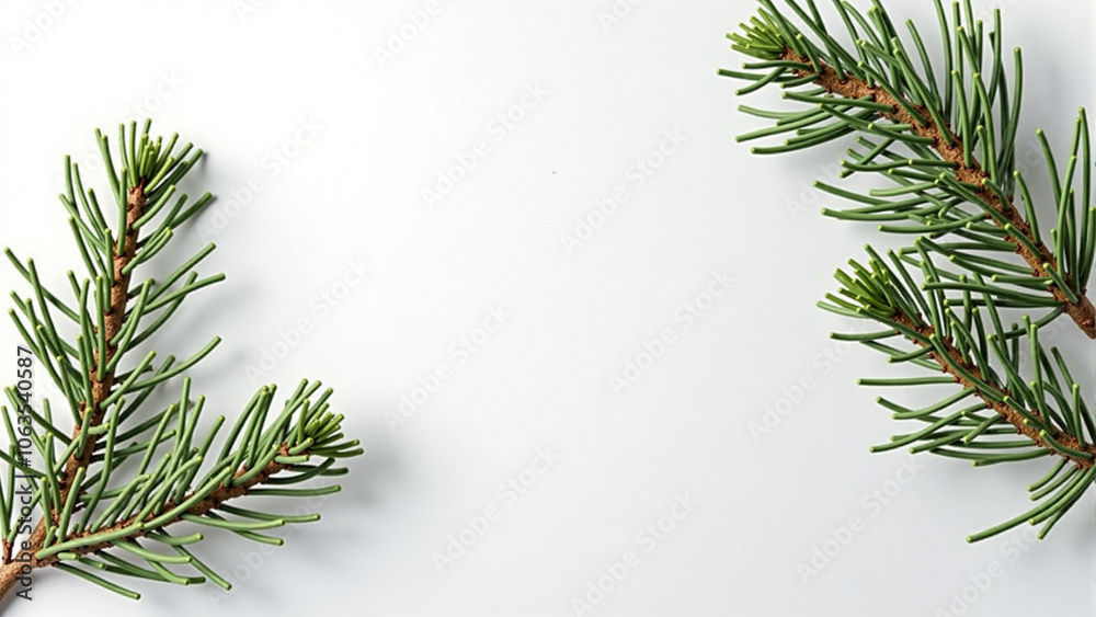 Christmas card and pine sprigs on a modern minimal background Christmas card and pine sprigs on a modern minimal background