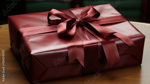 A luxurious red gift box with a large satin bow, perfectly wrapped for a special occasion.