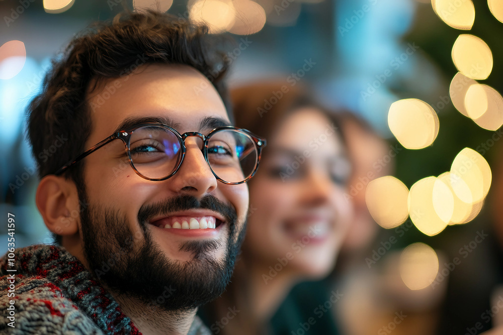 Ai generated image of young handsome positive man worker at corporate party Ai generated image of young handsome positive man worker at corporate party