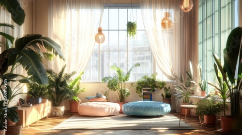 An inviting room with plush seating illuminated by daylight,