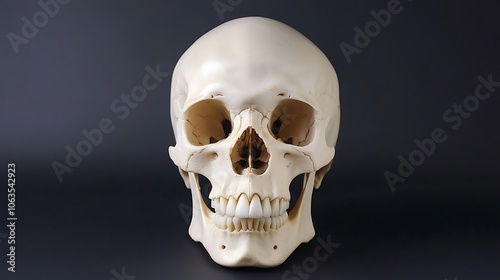 Human Skull on Black Background photo