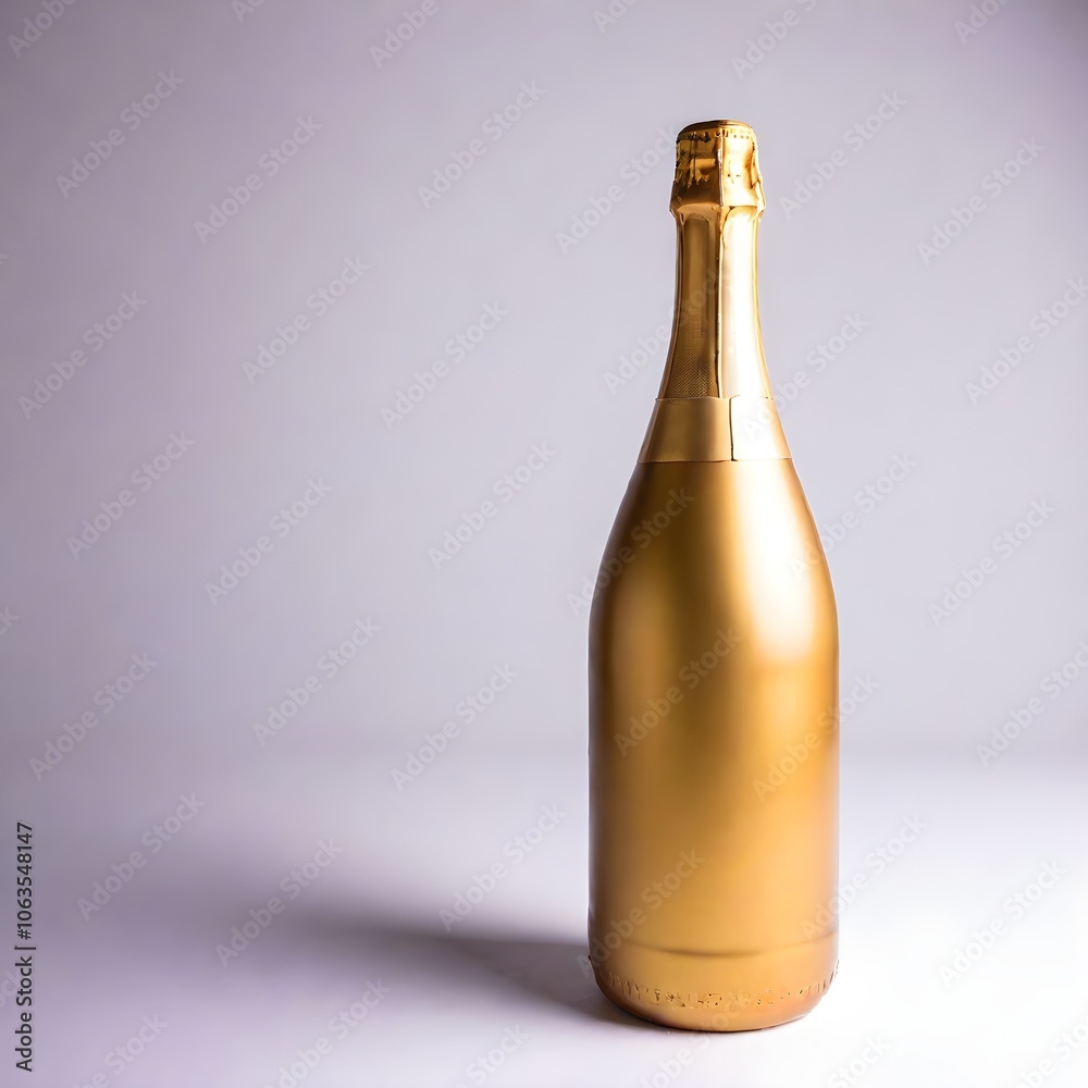 Gold Champagne Bottle With Elegant Design perfect for luxurious celebrations and special occasions. Isolated on white background Gold Champagne Bottle With Elegant Design perfect for luxurious celebrations and special occasions. Isolated on white background