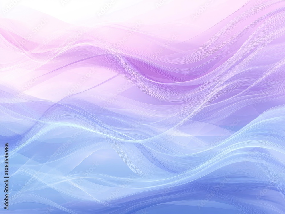 Fototapeta premium Soft gradient background with subtle waves, pastel purple and blue tones, abstract