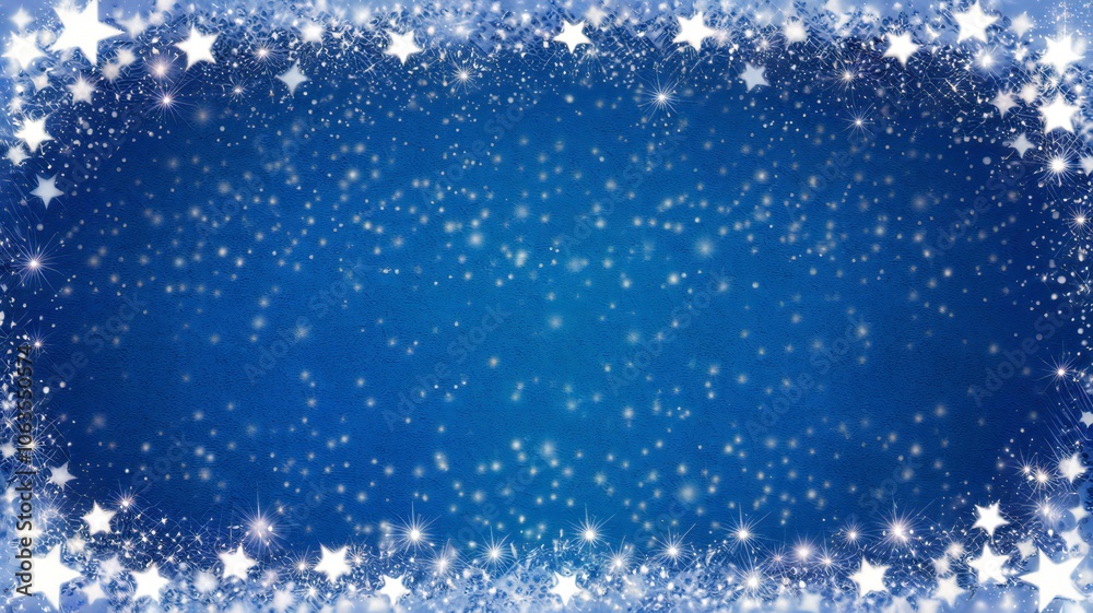 Obraz premium Blue Night Sky with Sparkling Stars Border Holiday Background