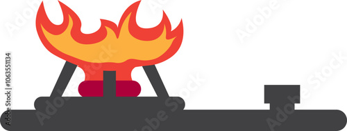 Illustration Gas Stove With Fire On