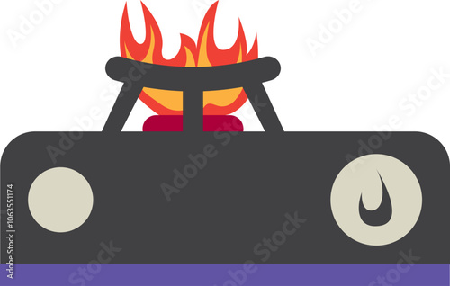 Illustration Gas Stove With Fire On