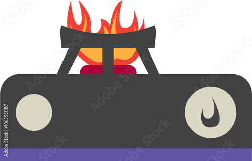Illustration Gas Stove With Fire On