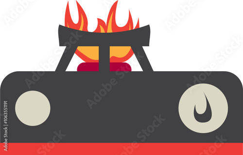 Illustration Gas Stove With Fire On