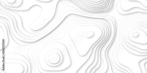 Abstract wavy line 3d paper cut white background. white and gray luxury grid topography map and satin smooth wallpaper matt paper light texture. White waves decorative papercut design.