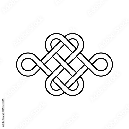 Celtic style interlaced pattern isolated vector. Nordic symbol. Celtic knotwork. Vintage element vector illustration. 