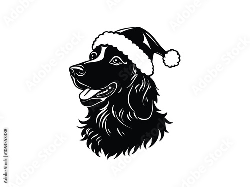 Christmas Irish Setter Silhouettes with Santa Hats - Festive Art for Holiday Designs