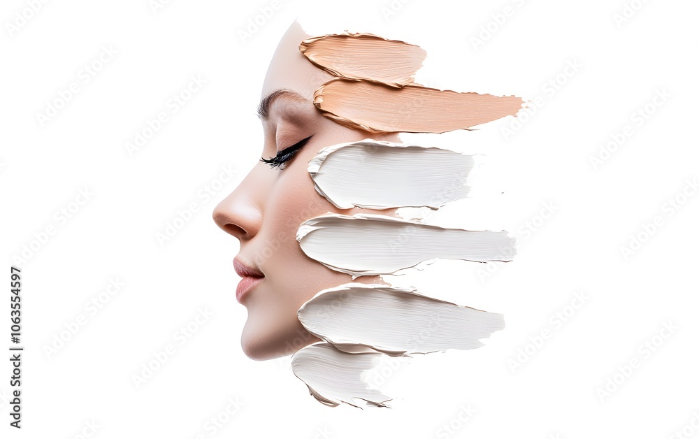 an artistic fragmented face of a woman, textured with brush strokes, warm and neutral tones, isolated on white background an artistic fragmented face of a woman, textured with brush strokes, warm and neutral tones, isolated on white background