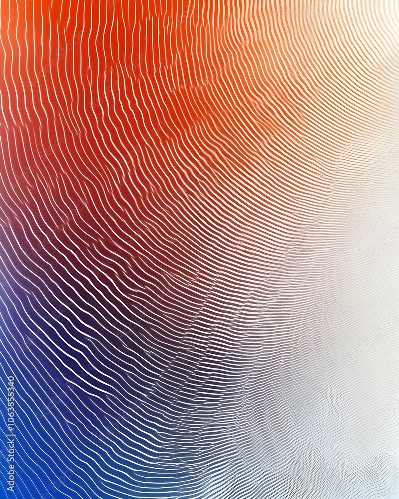 Abstract wavy lines in gradient colors of red, white, and blue