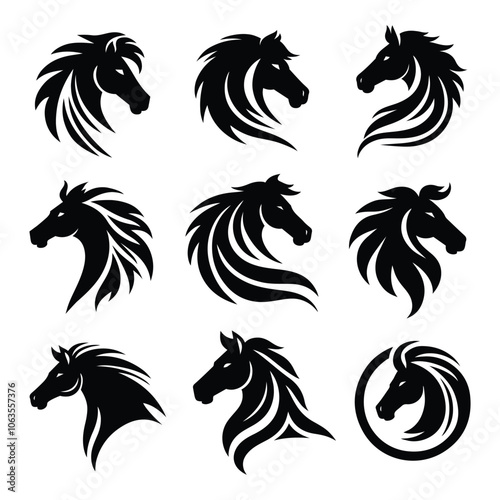 Graceful Horse Set Vector Silhouette Design
