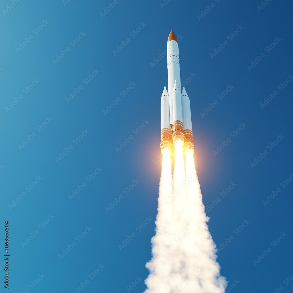 Obraz premium A rocket launching into the sky, showcasing the power of space exploration.