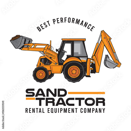 Sand tractor vector illustration, perfect for industrial equipment company logo