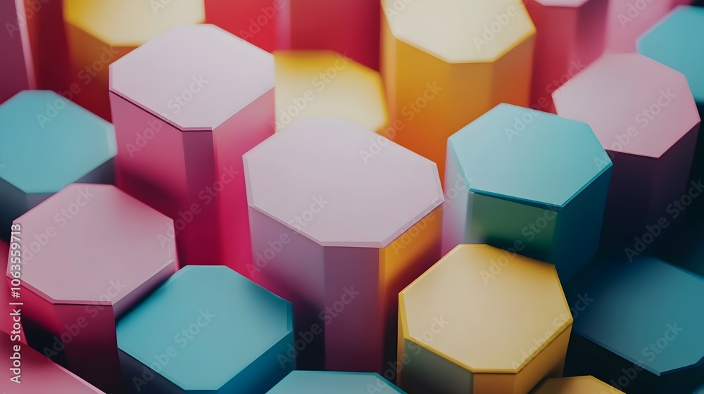 Vibrant Hexagonal Shapes Expanding with Dynamic Business Growth Concept