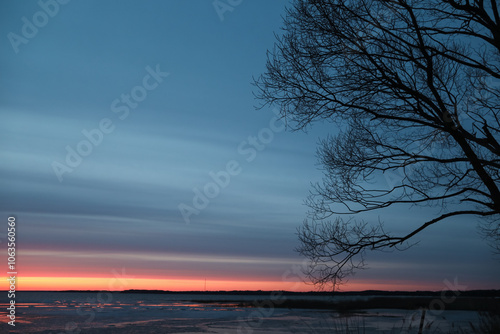 Colorful cloudy sky at sunset. Gradient color. Sky texture. Beautiful abstract nature sunset as background