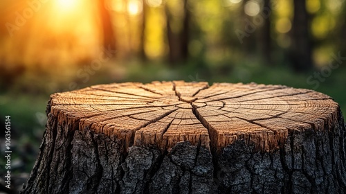 Tree Stump Texture in Sunlight - Forest Floor Photography