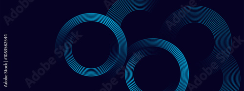 Abstract background with circular blue line patterns on dark background. 