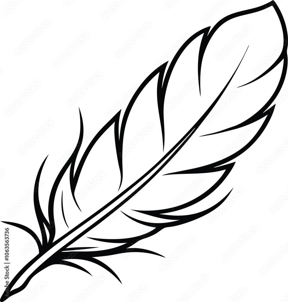 Hand drawn featherline art vector illustration Hand drawn featherline art vector illustration
