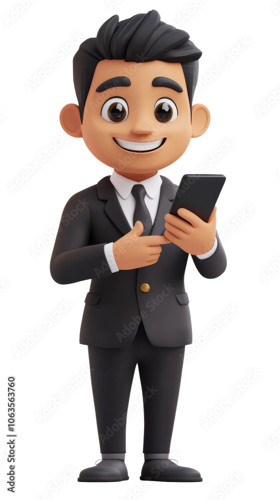 3D Businessman with Smartphone 3D Businessman with Smartphone