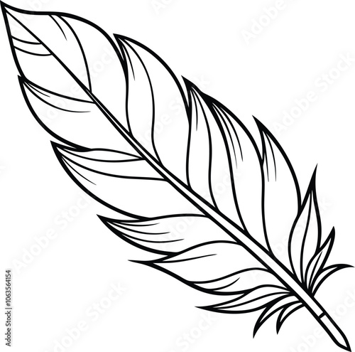 Hand drawn featherline art vector illustration