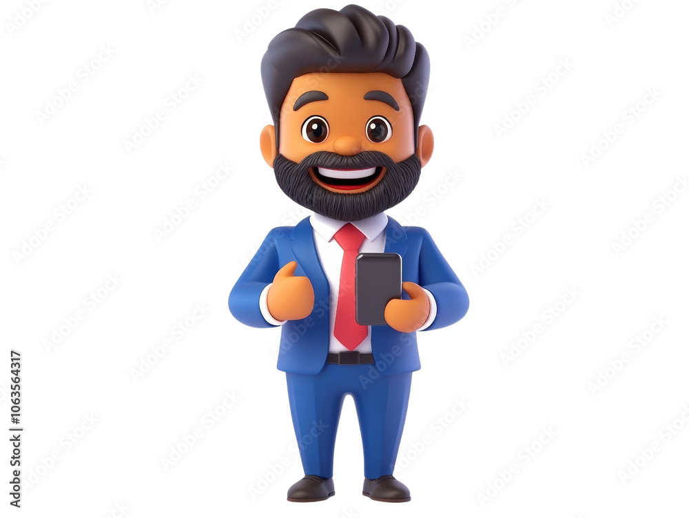 3D Happy Indian Businessman with Smartphone 3D Happy Indian Businessman with Smartphone