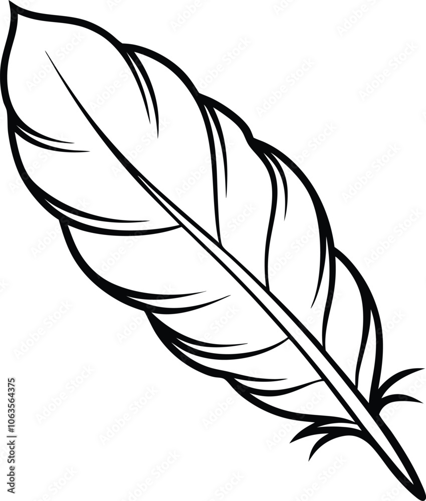 Hand drawn featherline art vector illustration Hand drawn featherline art vector illustration