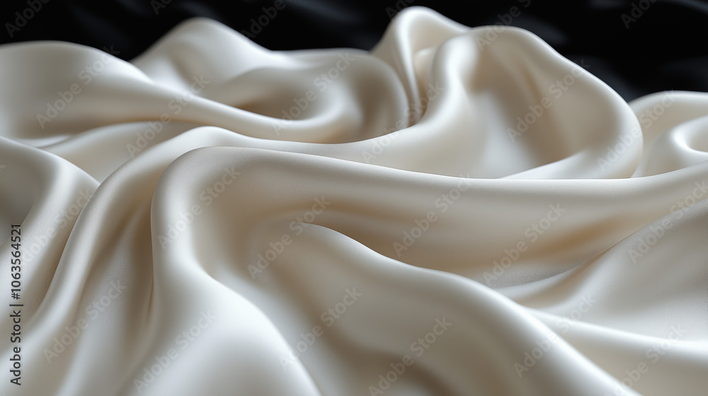 Obraz premium Creamy Silk Drape: A delicate and elegant shot of silky fabric, captured in a soft, flowing drape. The subtle texture and ivory hue create a sense of luxury and sophistication. 