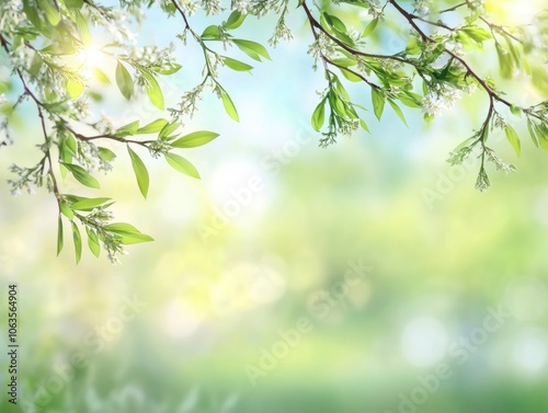 Close up photo of willow branch, blurred background, Easter holiday