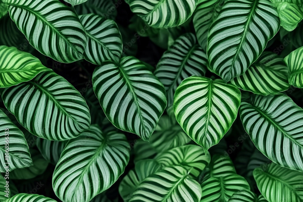 custom made wallpaper toronto digitalSeamless Green and White Calathea Leaf Pattern – Vibrant Botanical Texture with Striped Foliage, Ideal for Eco Decor, Fabrics, and Backgrounds