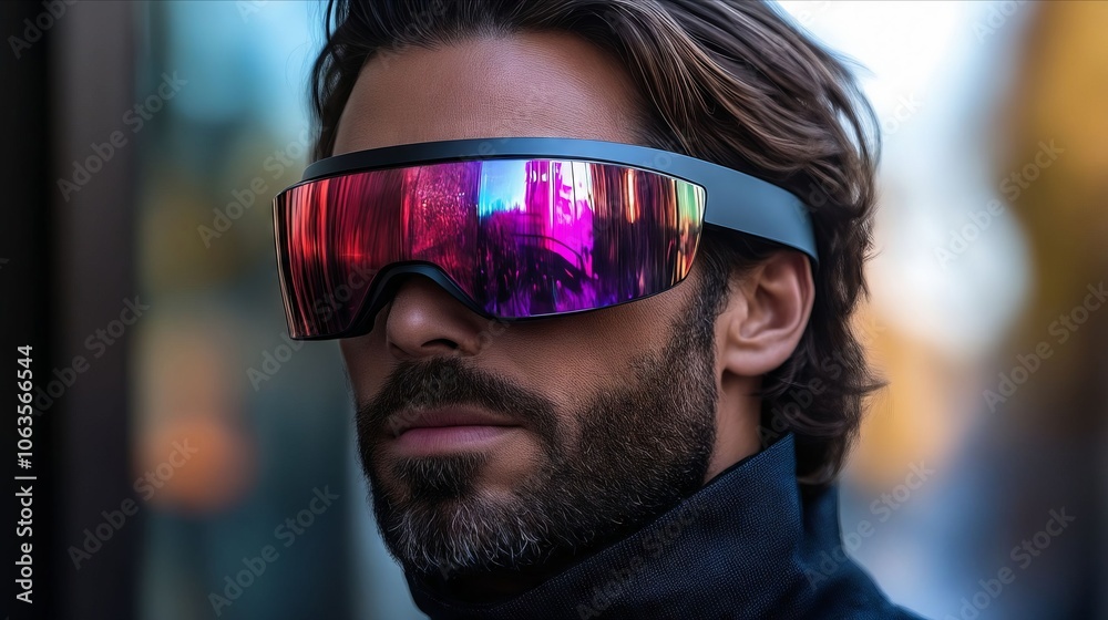A man with a beard wearing a pair of sunglasses A man with a beard wearing a pair of sunglasses