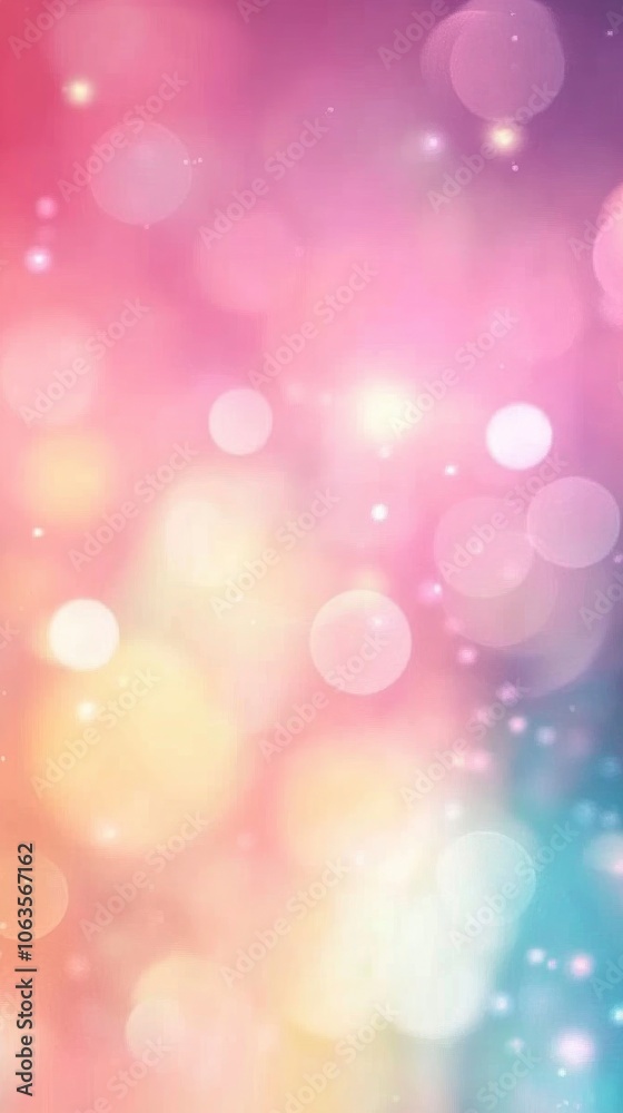 Blurred bokeh lights in soft pastel colors, calming and gentle, abstract background