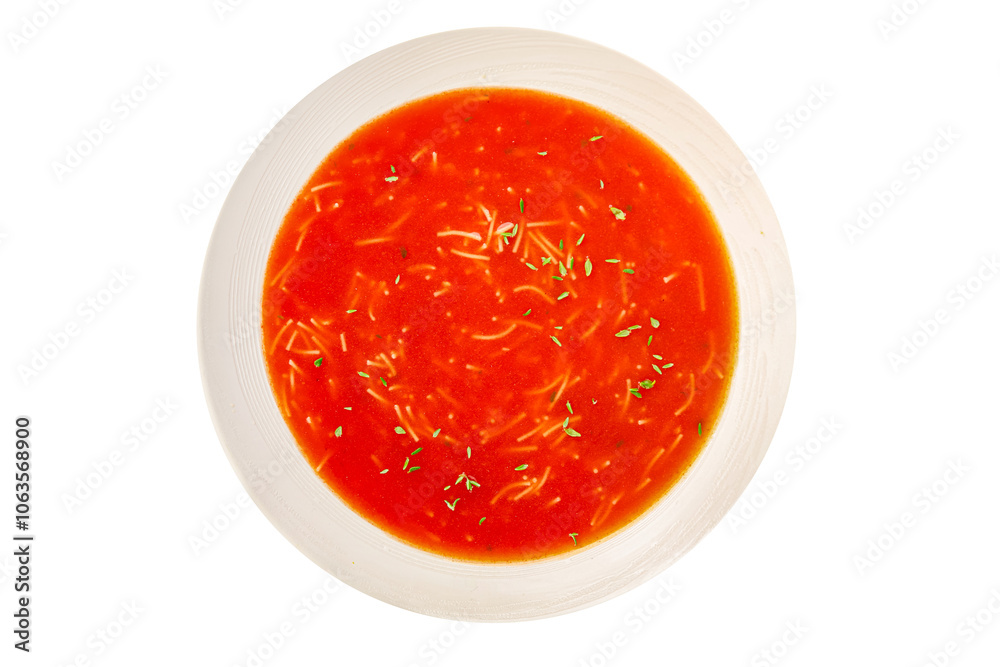 Tomato soup with vermicelli gazpacho first course dish fresh delicious gourmet food background on the table rustic food top view copy space keto and paleo diet Vegetarian and vegan food Tomato soup with vermicelli gazpacho first course dish fresh delicious gourmet food background on the table rustic food top view copy space keto and paleo diet Vegetarian and vegan food