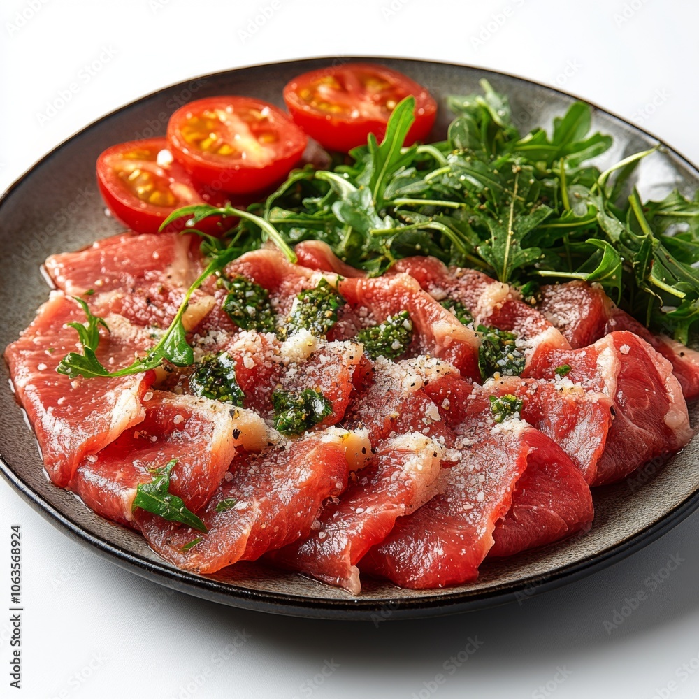 Beef Carpaccio with Arugula, Pesto, and Parmesan Beef Carpaccio with Arugula, Pesto, and Parmesan