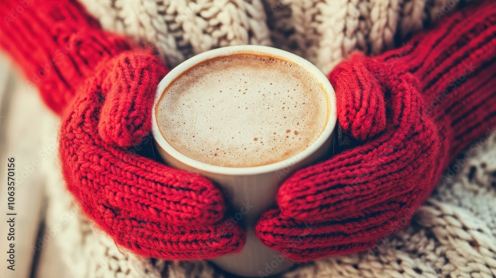 Cozy winter gloves embrace a warm beverage for ultimate comfort Cozy winter gloves embrace a warm beverage for ultimate comfort