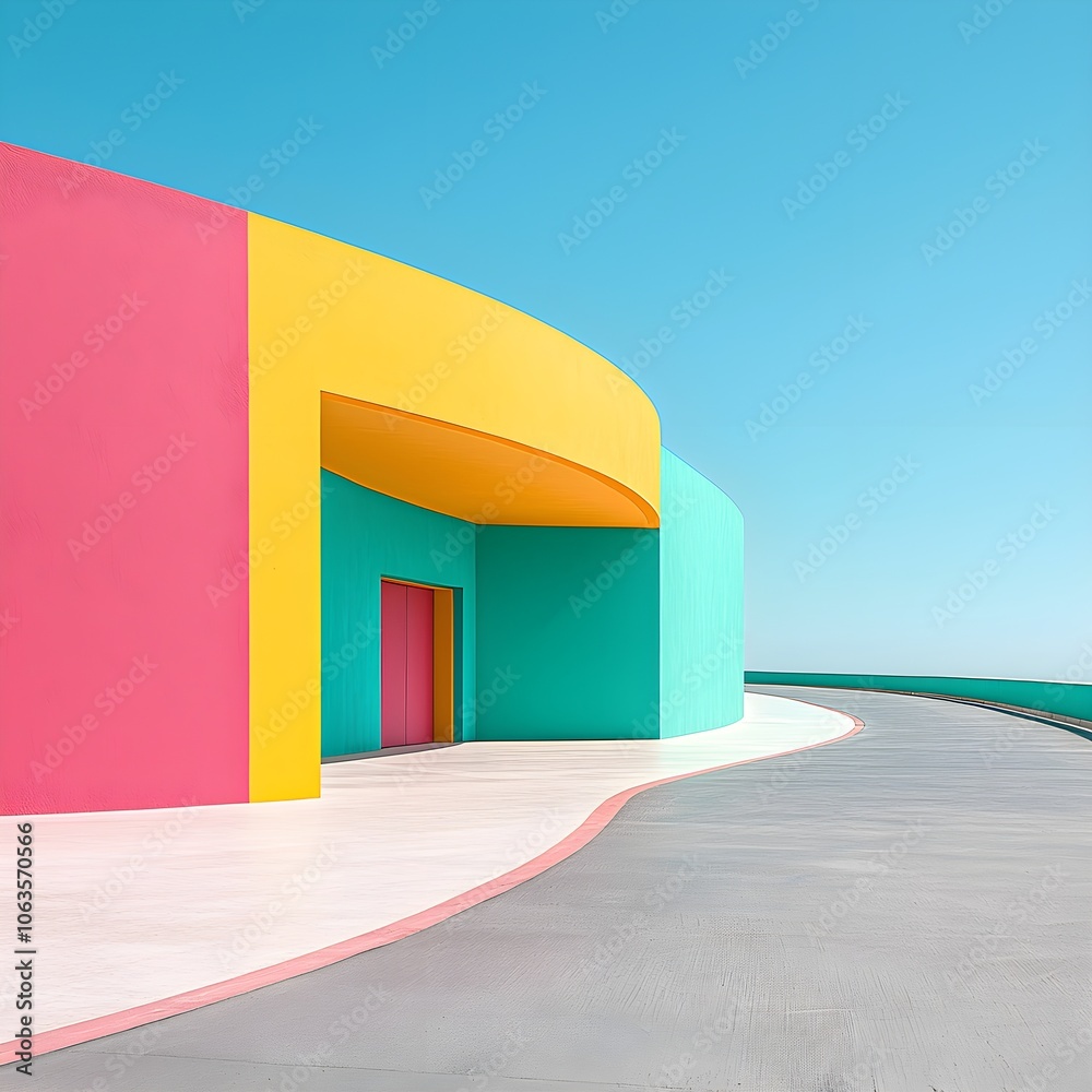 Vibrant modern architecture with colorful geometric design Vibrant modern architecture with colorful geometric design