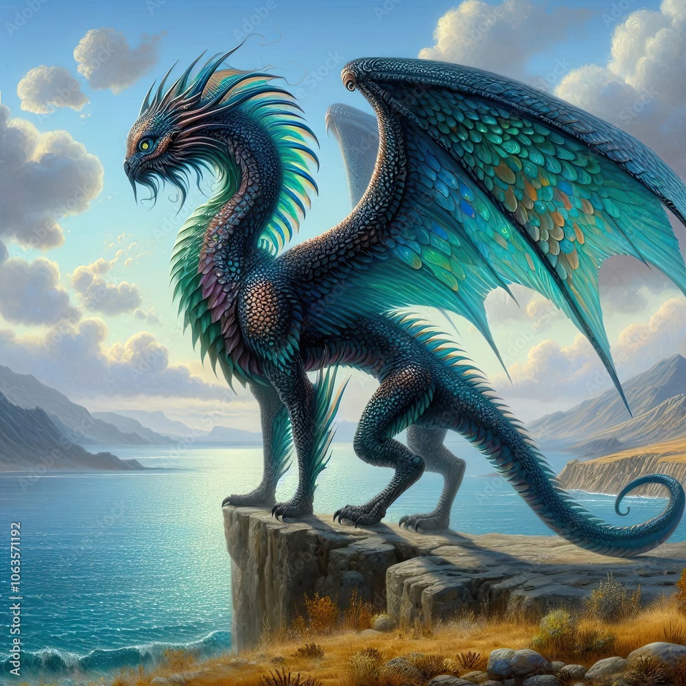 Naklejka premium dragon in the sky