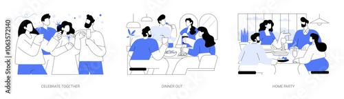 Family friends isolated cartoon vector illustrations se