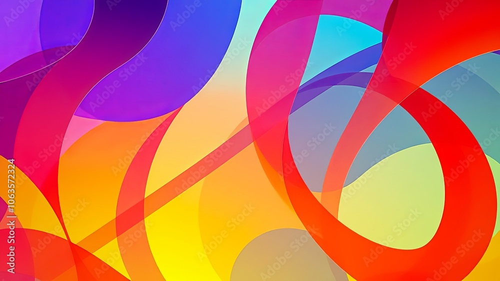 Obraz premium Vibrant Abstract Composition with Intertwined Curving Shapes and a Spectrum of Colors