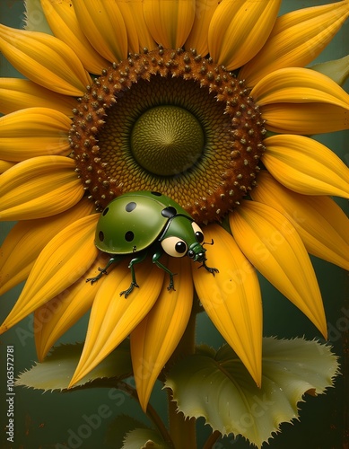 sunflower and ladybird