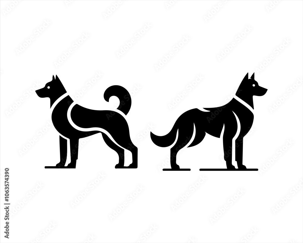 Silhouette Dog Logo design template. Vector illustration. Silhouette Dog Logo design template. Vector illustration.